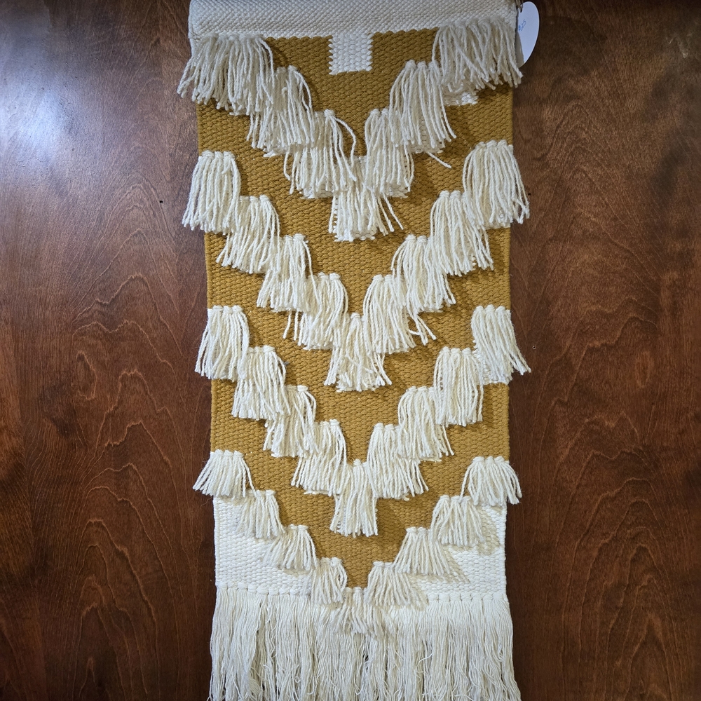 Bohemian Fringe Wall Hanging in Cream and Brown